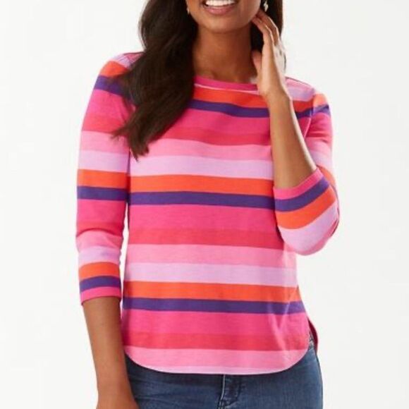 Tommy Bahama Away We Goa Stripe 3/4-Sleeve T-Shirt size Medium - Picture 1 of 10